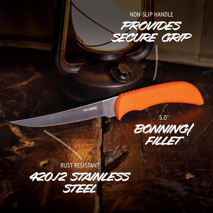 WildLite - 6-Piece Field to Freezer Hunting & Game Processing Knife Set with Gut Hook Blade, Caping Knife - Hunting Knives for Gutting Deer with Case - Deer & Elk Accessories