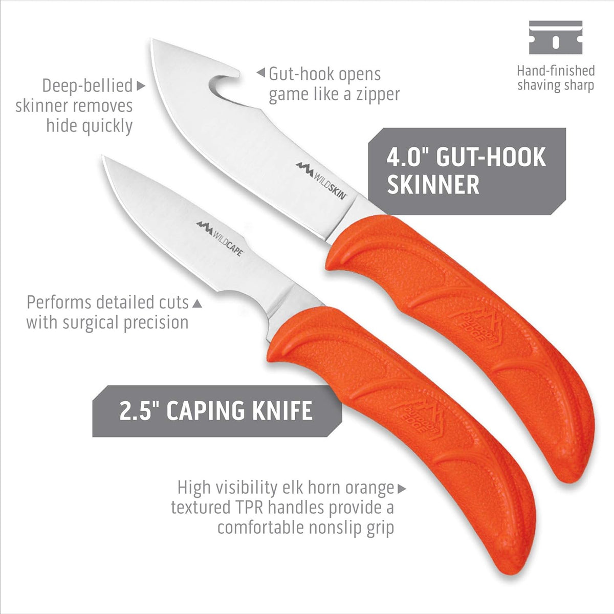 WildLite - 6-Piece Field to Freezer Hunting & Game Processing Knife Set with Gut Hook Blade, Caping Knife - Hunting Knives for Gutting Deer with Case - Deer & Elk Accessories