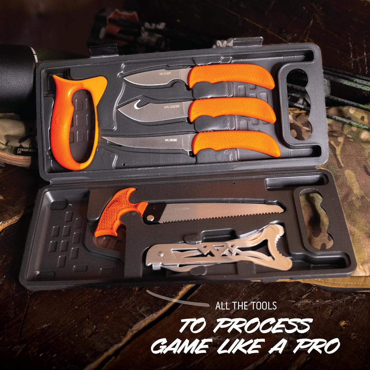 WildLite - 6-Piece Field to Freezer Hunting & Game Processing Knife Set with Gut Hook Blade, Caping Knife - Hunting Knives for Gutting Deer with Case - Deer & Elk Accessories
