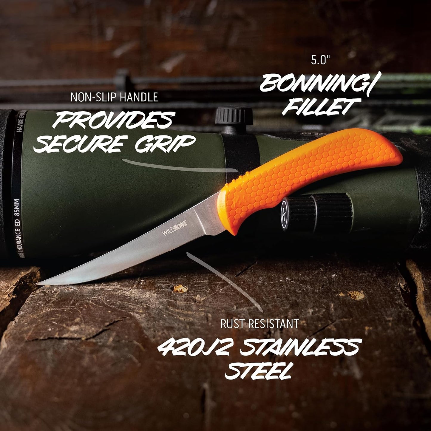 WildLite - 6-Piece Field to Freezer Hunting & Game Processing Knife Set with Gut Hook Blade, Caping Knife - Hunting Knives for Gutting Deer with Case - Deer & Elk Accessories