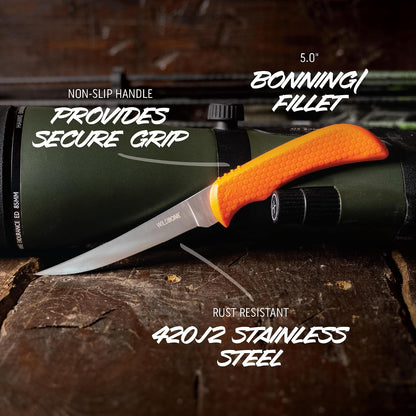 WildLite - 6-Piece Field to Freezer Hunting & Game Processing Knife Set with Gut Hook Blade, Caping Knife - Hunting Knives for Gutting Deer with Case - Deer & Elk Accessories