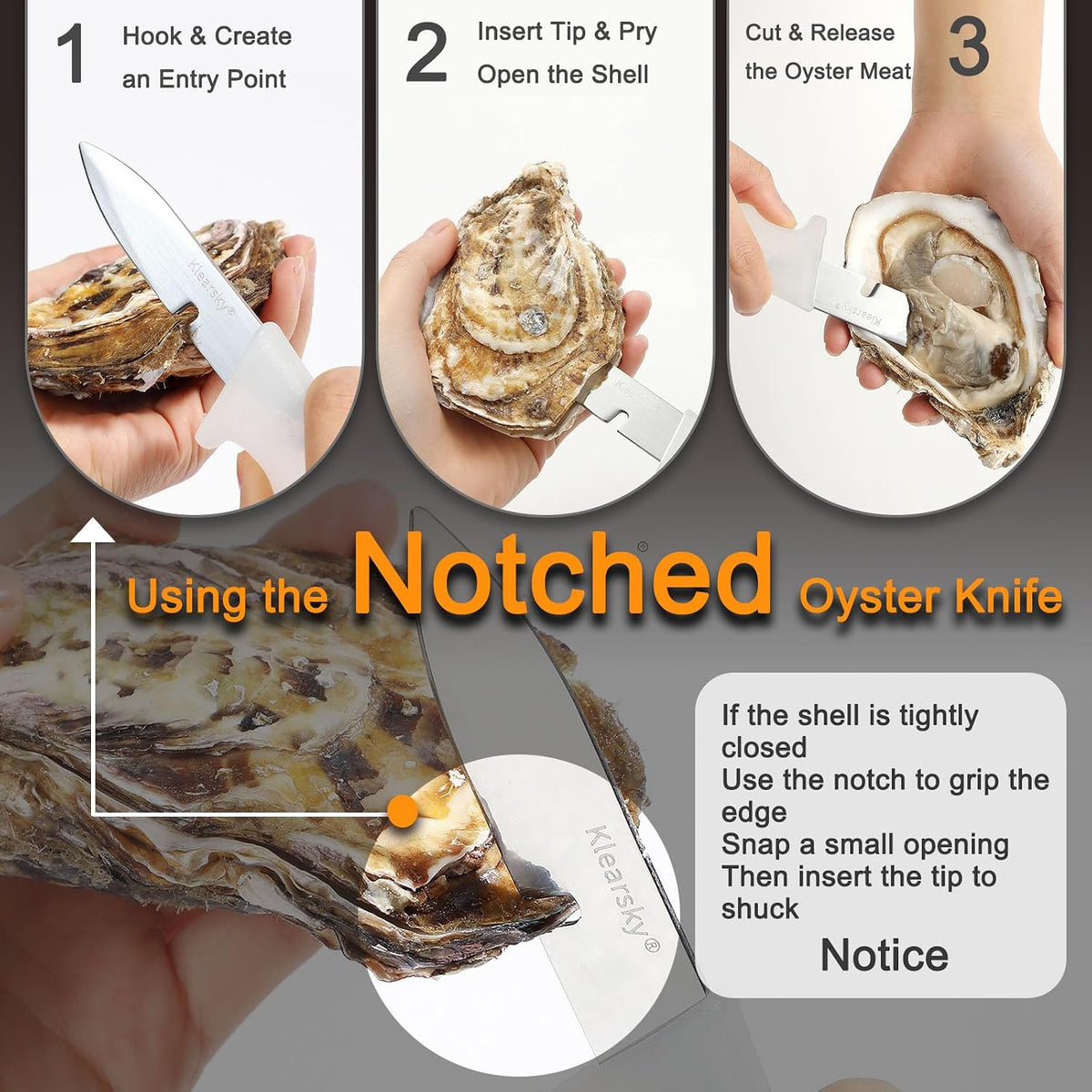 2 Pcs Oyster Knife, 2026 New Model Oyster Shucker, Premium Oyster Opener with Comfortable Non-slip Grip, Durable Solid Blade for All Kinds of Shells