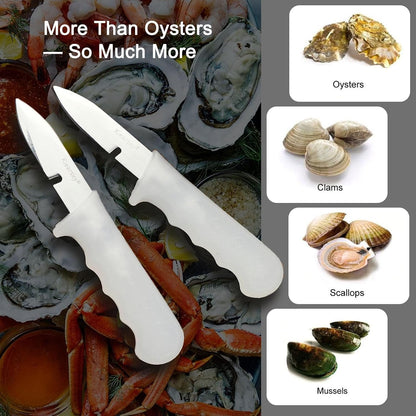 2 Pcs Oyster Knife, 2026 New Model Oyster Shucker, Premium Oyster Opener with Comfortable Non-slip Grip, Durable Solid Blade for All Kinds of Shells