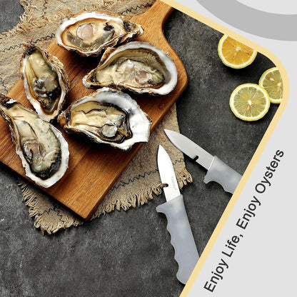 2 Pcs Oyster Knife, 2026 New Model Oyster Shucker, Premium Oyster Opener with Comfortable Non-slip Grip, Durable Solid Blade for All Kinds of Shells