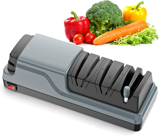 5 in 1 Electric Knife Sharpener Multifunction, Grey | Professional Knife Sharpener Electric for Sharpening and Polishing, Quick Restore Kitchen Knives and Scissors