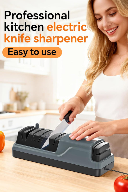 5 in 1 Electric Knife Sharpener Multifunction, Grey | Professional Knife Sharpener Electric for Sharpening and Polishing, Quick Restore Kitchen Knives and Scissors