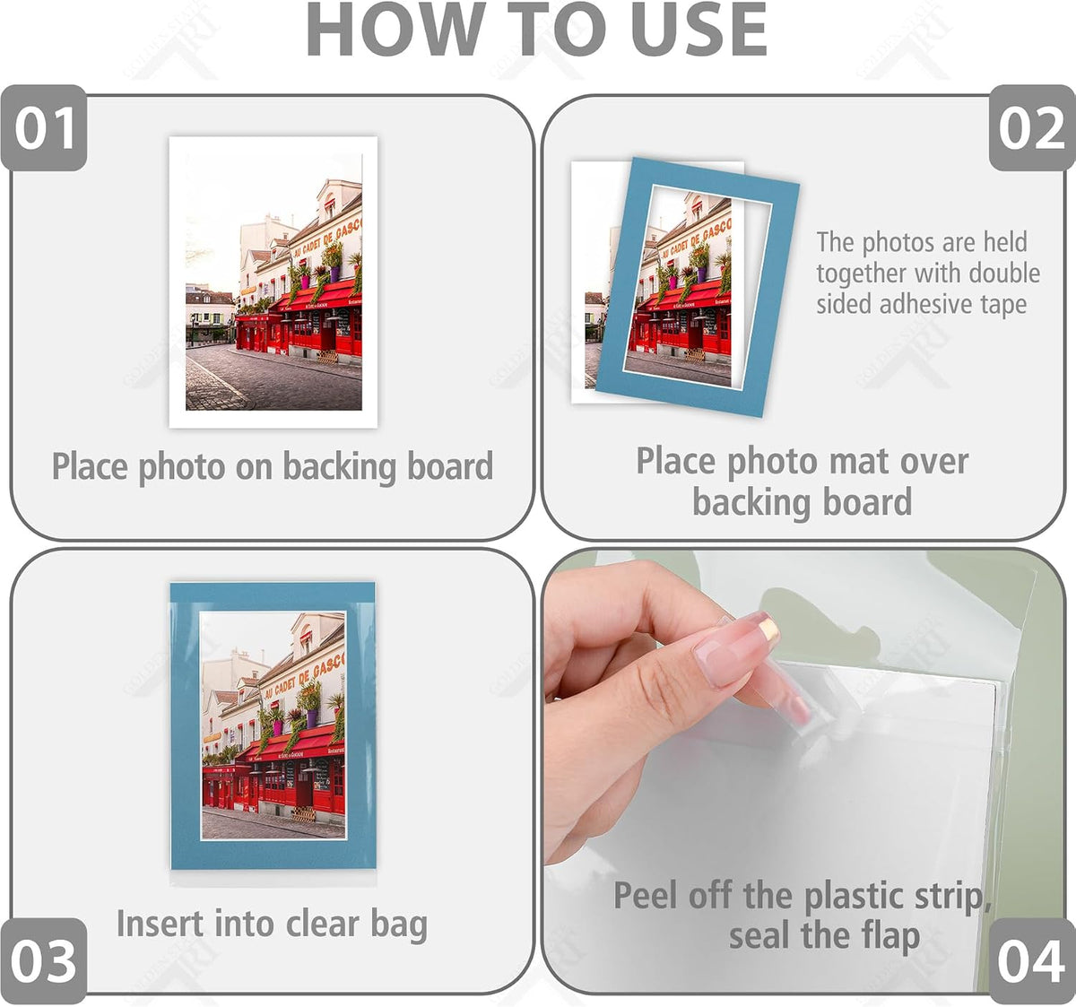 10 Pack Mixed Color Picture Mats 5x7 For 4x6+backing+bags