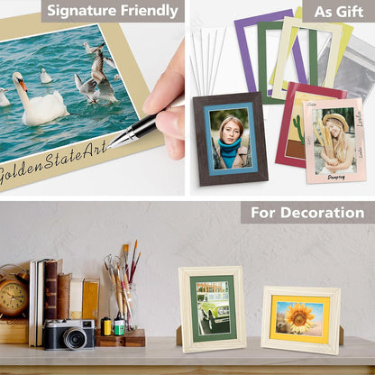 10 Pack Mixed Color Picture Mats 5x7 For 4x6+backing+bags