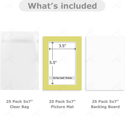 10 Pack Mixed Color Picture Mats 5x7 For 4x6+backing+bags