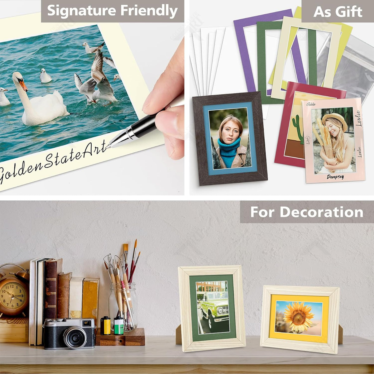 10 Pack Mixed Color Picture Mats 5x7 For 4x6+backing+bags