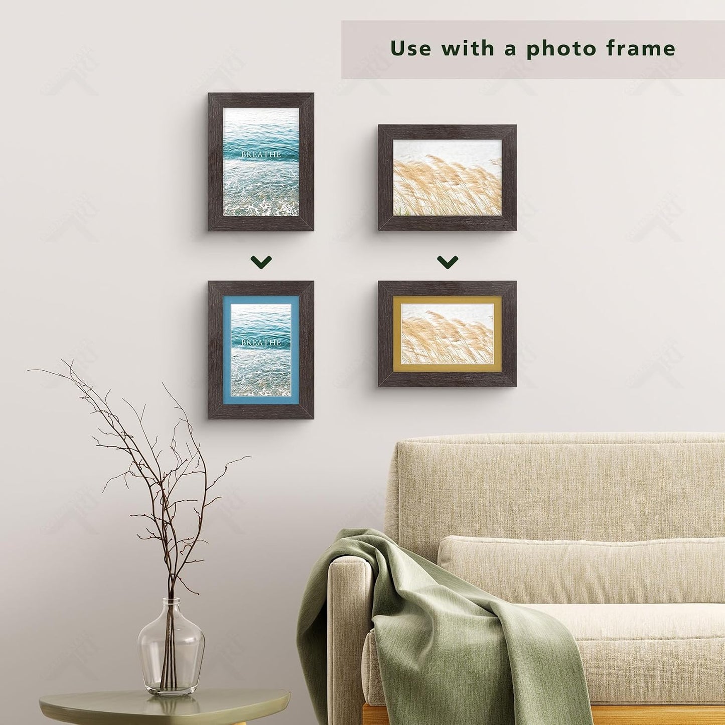 10 Pack Mixed Color Picture Mats 5x7 For 4x6+backing+bags
