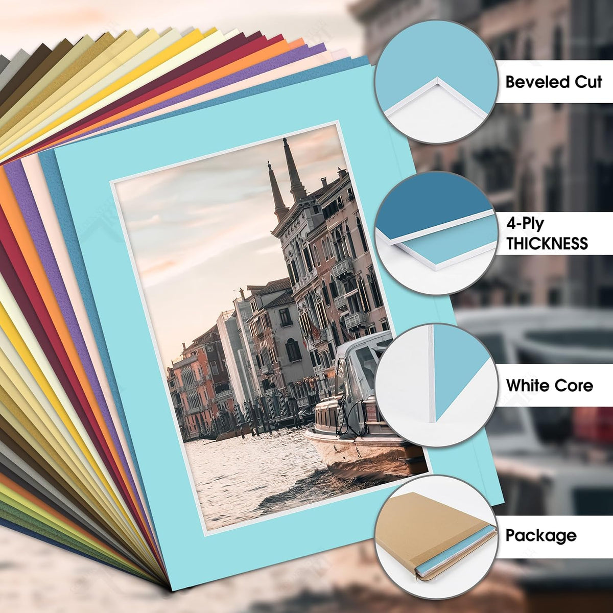 10 Pack Mixed Color Picture Mats 5x7 For 4x6+backing+bags