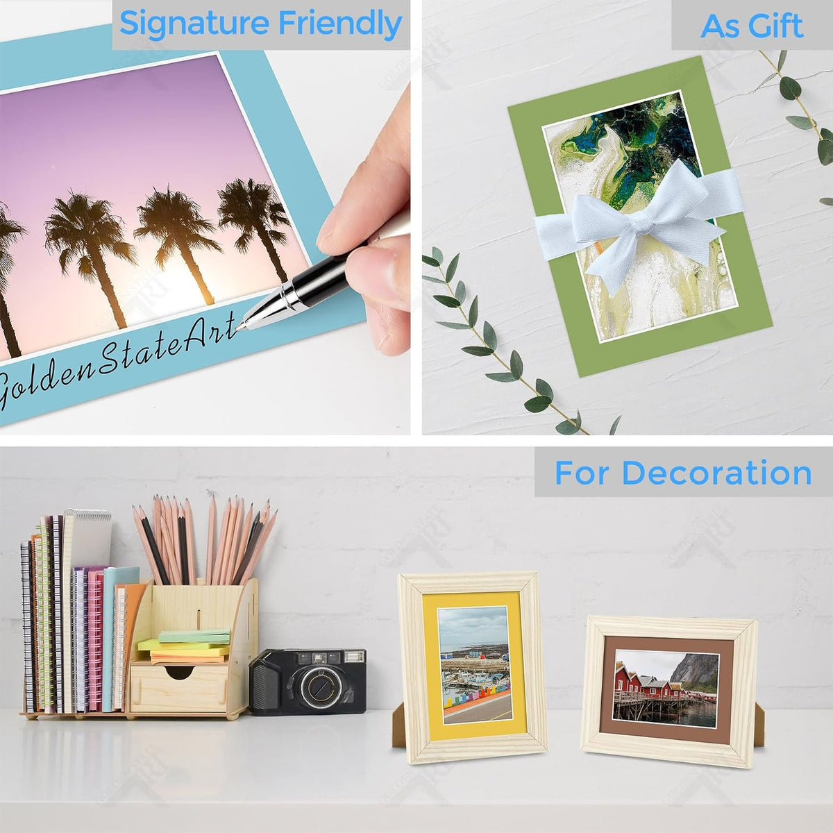 10 Pack Mixed Color Picture Mats 5x7 For 4x6+backing+bags