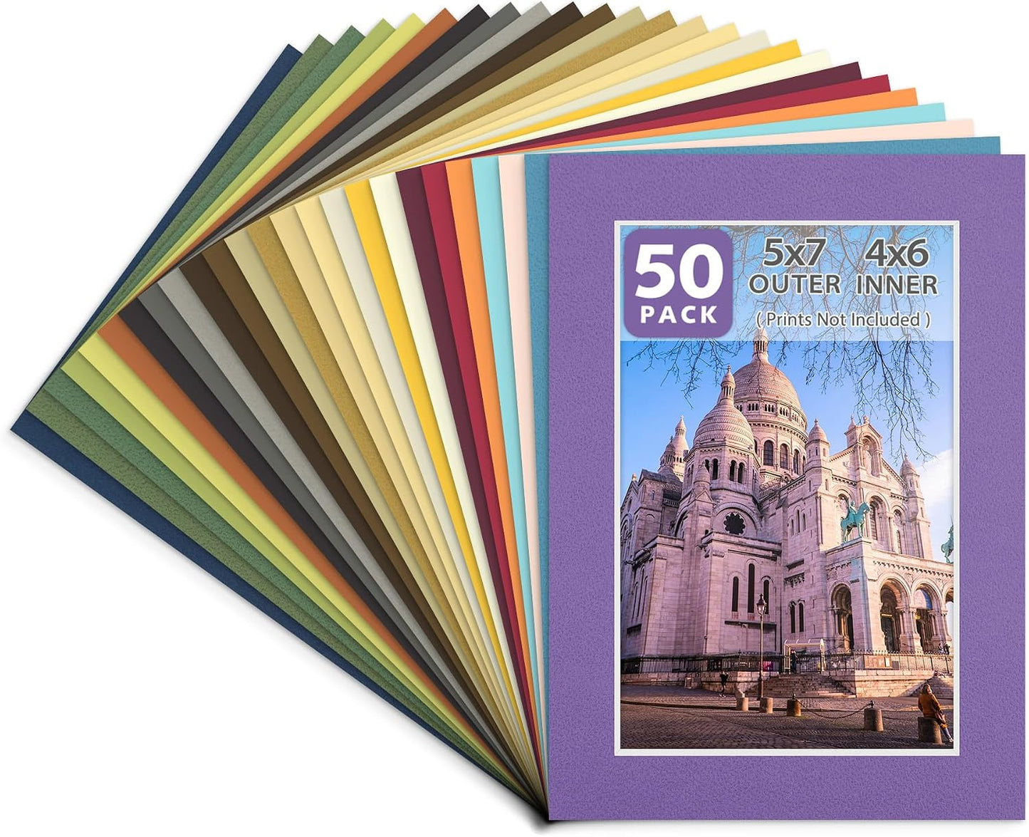 10 Pack Mixed Color Picture Mats 5x7 For 4x6+backing+bags