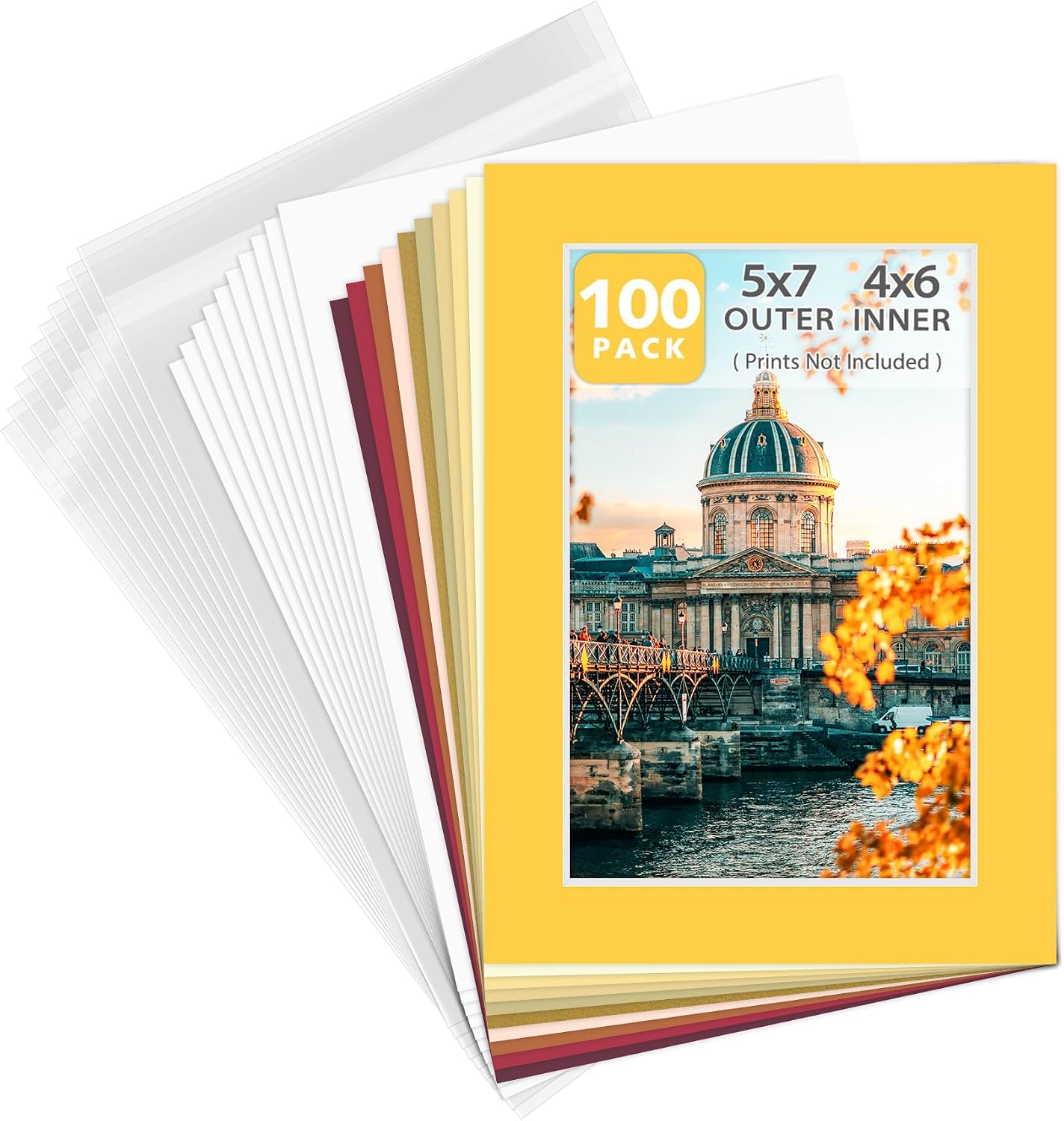 10 Pack Mixed Color Picture Mats 5x7 For 4x6+backing+bags