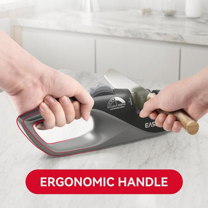 Kitchen Knife Sharpener, 5 Adjustable Sharpening Angle - Handheld Pocket Knife Sharpener, Ergonomic Design, with Coarse & Fine for Scissors, Professional Chef's Knives (BLACK)