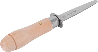 Oyster Knife Shucker Opener Stainless Steel with Long Wood Handle Labor Saving Tool for Oyster Clam Seafood Lovers