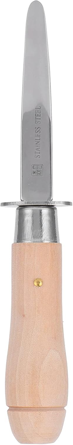 Oyster Knife Shucker Opener Stainless Steel with Long Wood Handle Labor Saving Tool for Oyster Clam Seafood Lovers