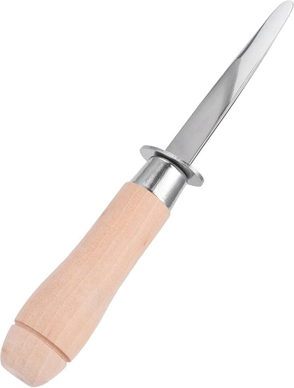 Oyster Knife Shucker Opener Stainless Steel with Long Wood Handle Labor Saving Tool for Oyster Clam Seafood Lovers