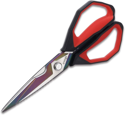9" Sharp Kitchen Scissors for Food Titanium Coated Stainless Steel | Heavy Duty Poultry Shears with Titanium Coated Blade for Cutting Turkey, Bone, Meat and Vegetables, Dishwasher Safe Design