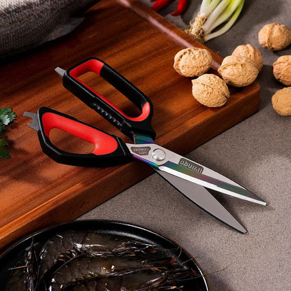 9" Sharp Kitchen Scissors for Food Titanium Coated Stainless Steel | Heavy Duty Poultry Shears with Titanium Coated Blade for Cutting Turkey, Bone, Meat and Vegetables, Dishwasher Safe Design