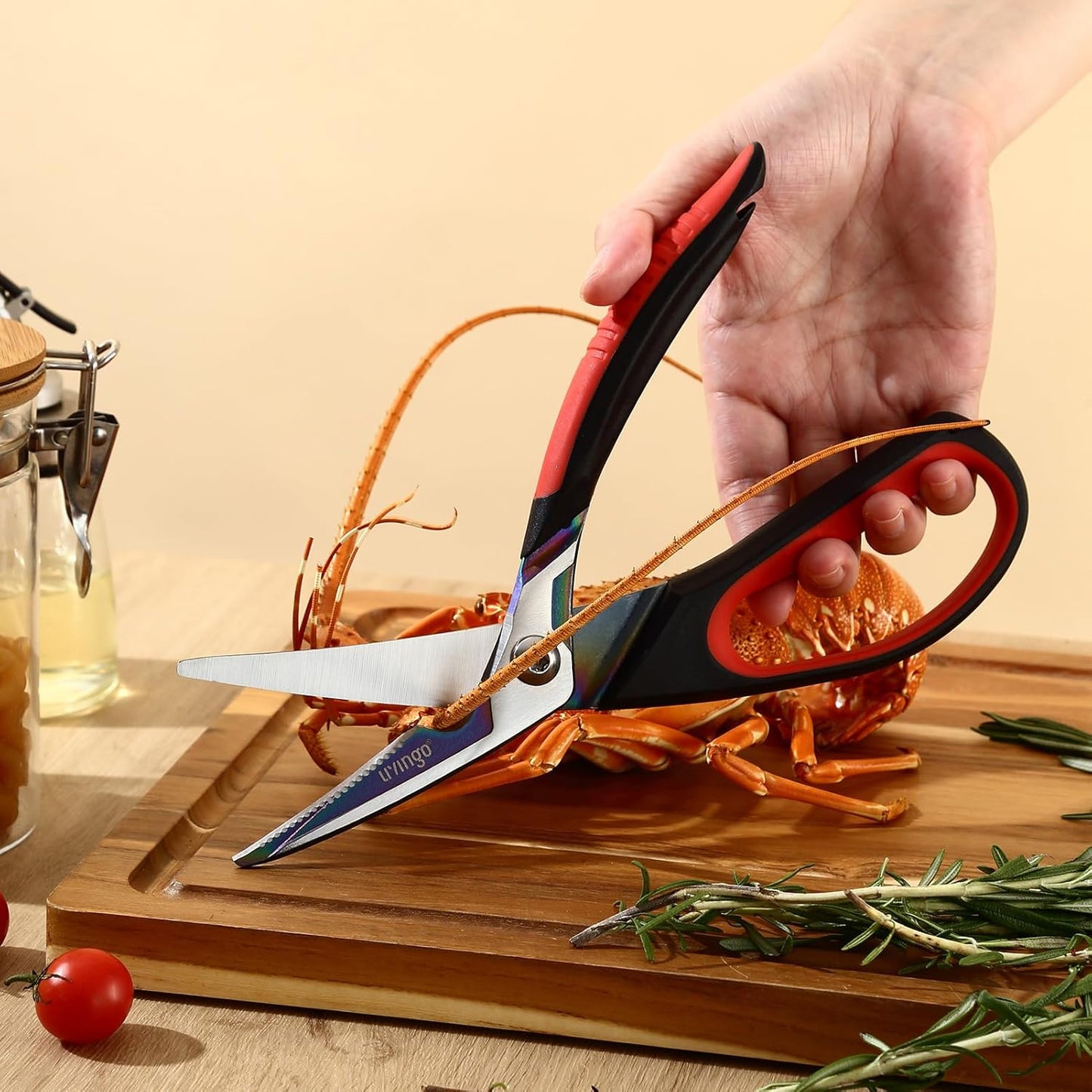 9" Sharp Kitchen Scissors for Food Titanium Coated Stainless Steel | Heavy Duty Poultry Shears with Titanium Coated Blade for Cutting Turkey, Bone, Meat and Vegetables, Dishwasher Safe Design