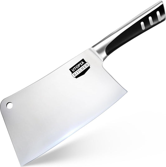 7 inch Cleaver Knife Stainless Steel Chef Butcher Knives for Meat, Vegetable Multipurpose Kitchen Chef Knife Chopping Bone