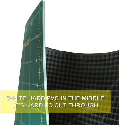 9'' × 12'' Professional Self Healing Cutting Double Sided 5-Ply Mat, Best Gridded Rotary Cutting Board for Quilting, Sewing, Craft, Fabric & Scrapbooking (Green/Black)…