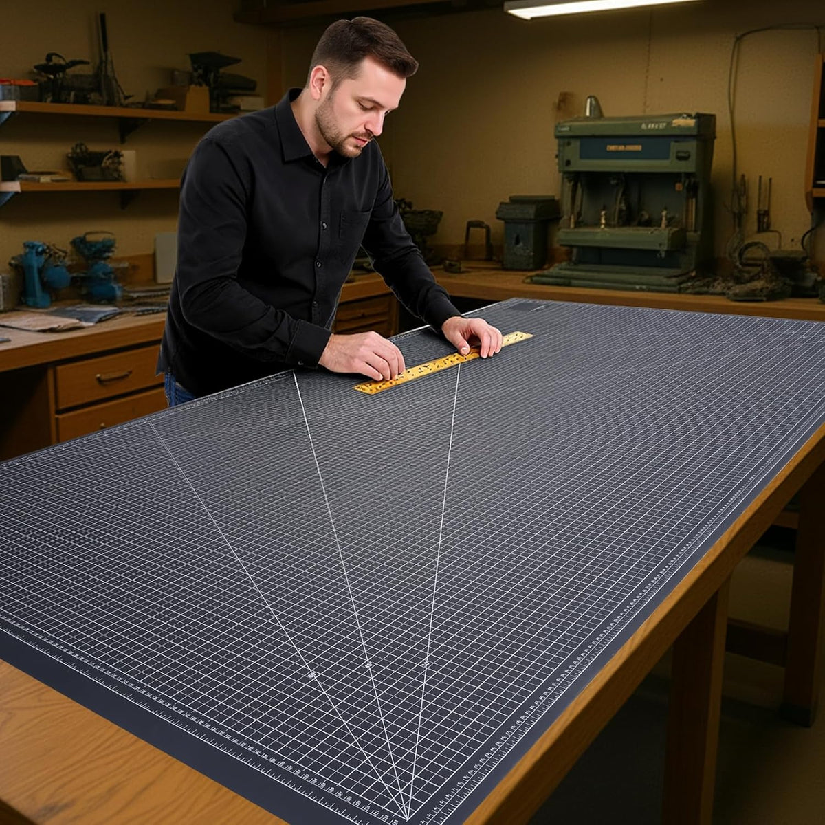 9'' × 12'' Professional Self Healing Cutting Double Sided 5-Ply Mat, Best Gridded Rotary Cutting Board for Quilting, Sewing, Craft, Fabric & Scrapbooking (Green/Black)…