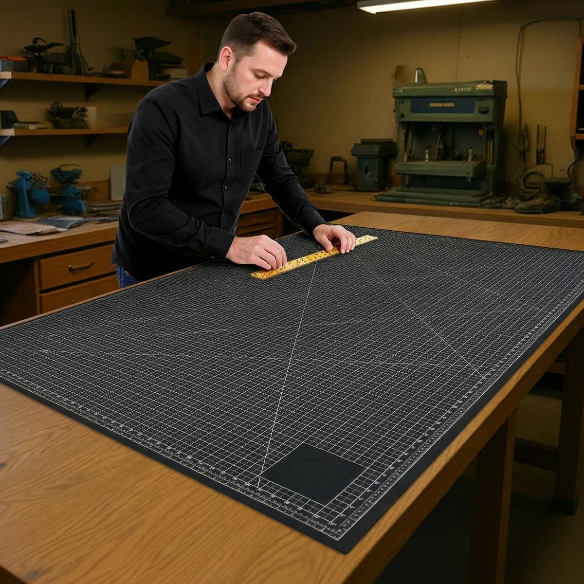 9'' × 12'' Professional Self Healing Cutting Double Sided 5-Ply Mat, Best Gridded Rotary Cutting Board for Quilting, Sewing, Craft, Fabric & Scrapbooking (Green/Black)…