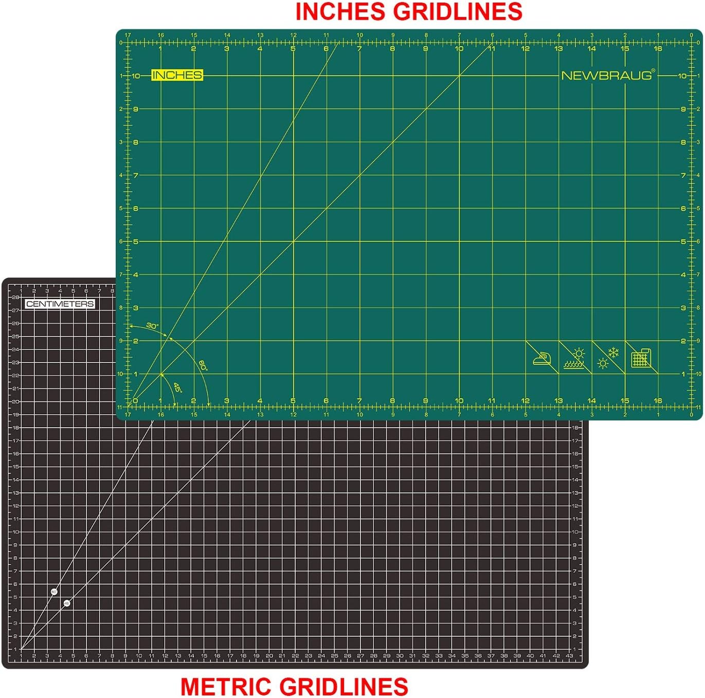 9'' × 12'' Professional Self Healing Cutting Double Sided 5-Ply Mat, Best Gridded Rotary Cutting Board for Quilting, Sewing, Craft, Fabric & Scrapbooking (Green/Black)…