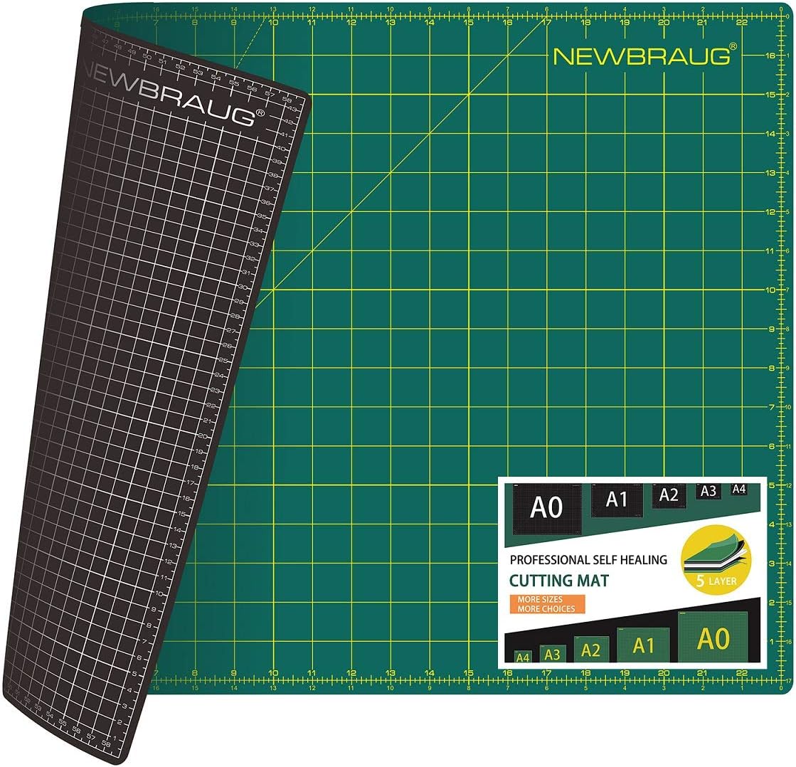9'' × 12'' Professional Self Healing Cutting Double Sided 5-Ply Mat, Best Gridded Rotary Cutting Board for Quilting, Sewing, Craft, Fabric & Scrapbooking (Green/Black)…