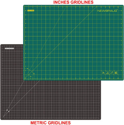 9'' × 12'' Professional Self Healing Cutting Double Sided 5-Ply Mat, Best Gridded Rotary Cutting Board for Quilting, Sewing, Craft, Fabric & Scrapbooking (Green/Black)…