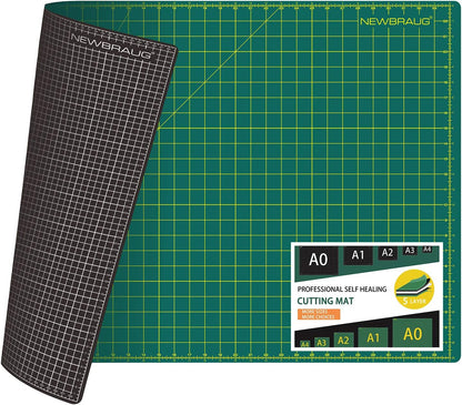 9'' × 12'' Professional Self Healing Cutting Double Sided 5-Ply Mat, Best Gridded Rotary Cutting Board for Quilting, Sewing, Craft, Fabric & Scrapbooking (Green/Black)…