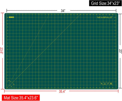 9'' × 12'' Professional Self Healing Cutting Double Sided 5-Ply Mat, Best Gridded Rotary Cutting Board for Quilting, Sewing, Craft, Fabric & Scrapbooking (Green/Black)…