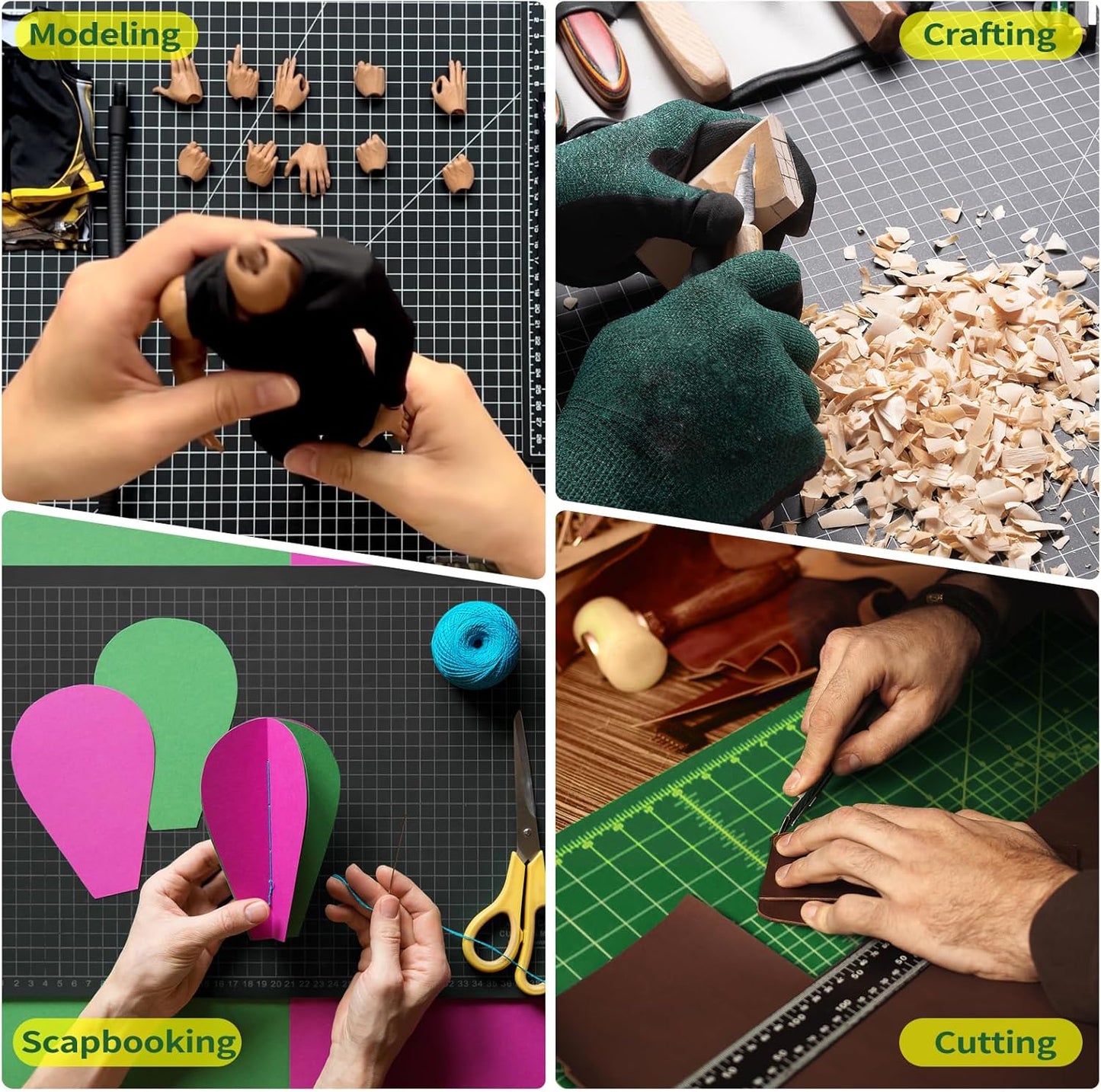 9'' × 12'' Professional Self Healing Cutting Double Sided 5-Ply Mat, Best Gridded Rotary Cutting Board for Quilting, Sewing, Craft, Fabric & Scrapbooking (Green/Black)…