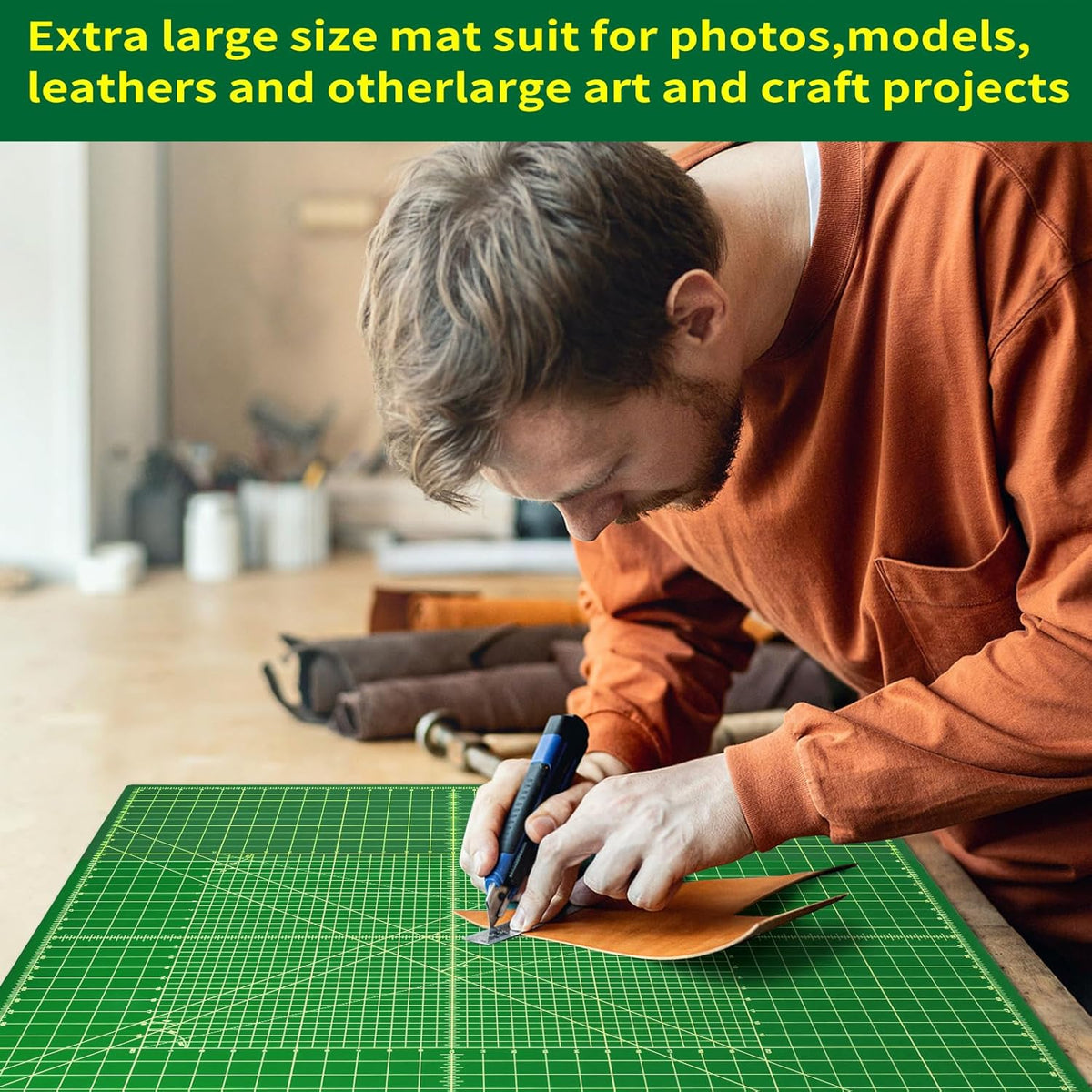 9'' × 12'' Professional Self Healing Cutting Double Sided 5-Ply Mat, Best Gridded Rotary Cutting Board for Quilting, Sewing, Craft, Fabric & Scrapbooking (Green/Black)…