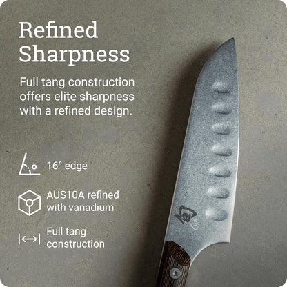 Kanso 5.5" Hollow Ground Santoku Knife, Handcrafted Japanese All Purpose Knife, AUS10A Stainless Steel Blade, Tagayasan Handle, Versatile Japanese Cutting Tool for Professional and Home Chefs