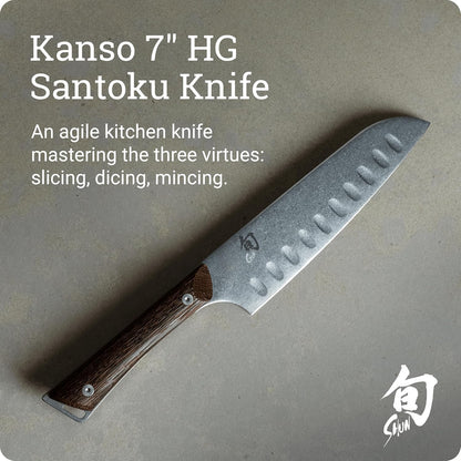 Kanso 5.5" Hollow Ground Santoku Knife, Handcrafted Japanese All Purpose Knife, AUS10A Stainless Steel Blade, Tagayasan Handle, Versatile Japanese Cutting Tool for Professional and Home Chefs