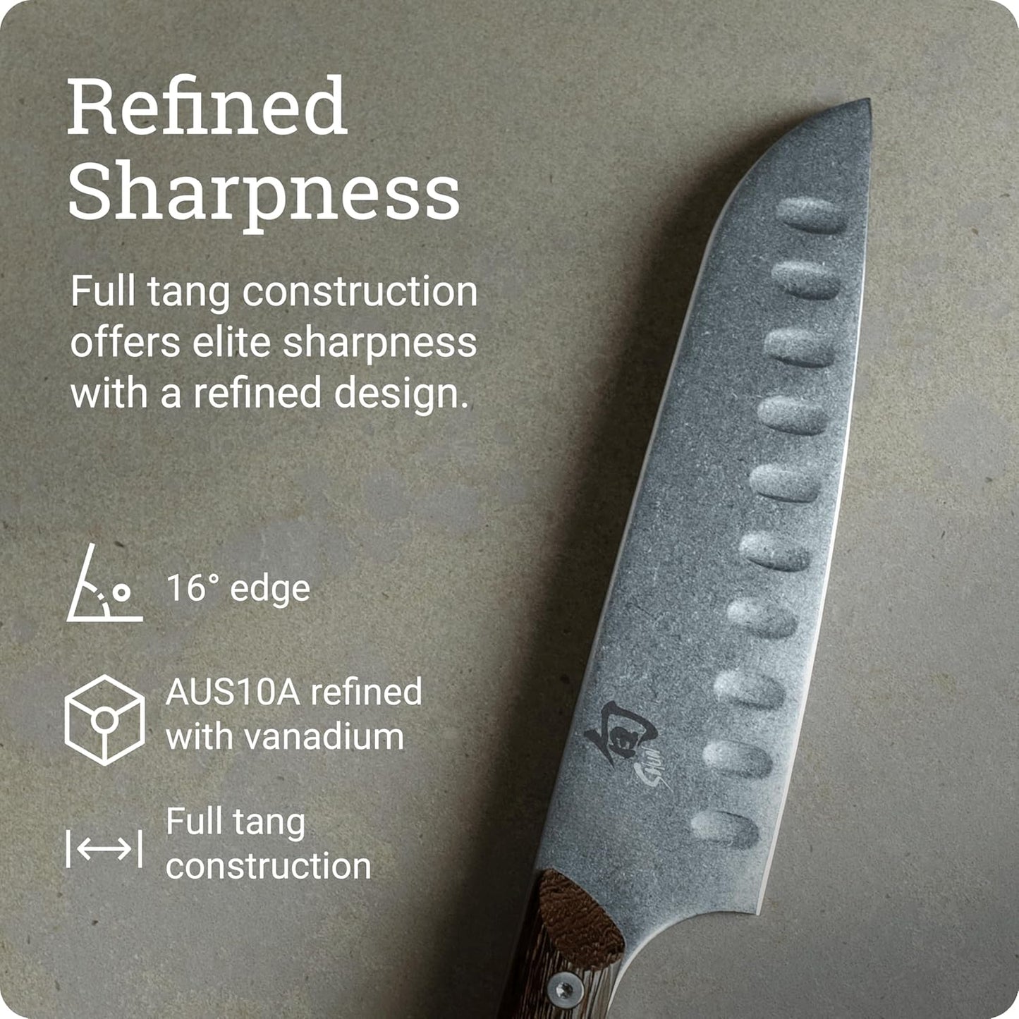 Kanso 5.5" Hollow Ground Santoku Knife, Handcrafted Japanese All Purpose Knife, AUS10A Stainless Steel Blade, Tagayasan Handle, Versatile Japanese Cutting Tool for Professional and Home Chefs