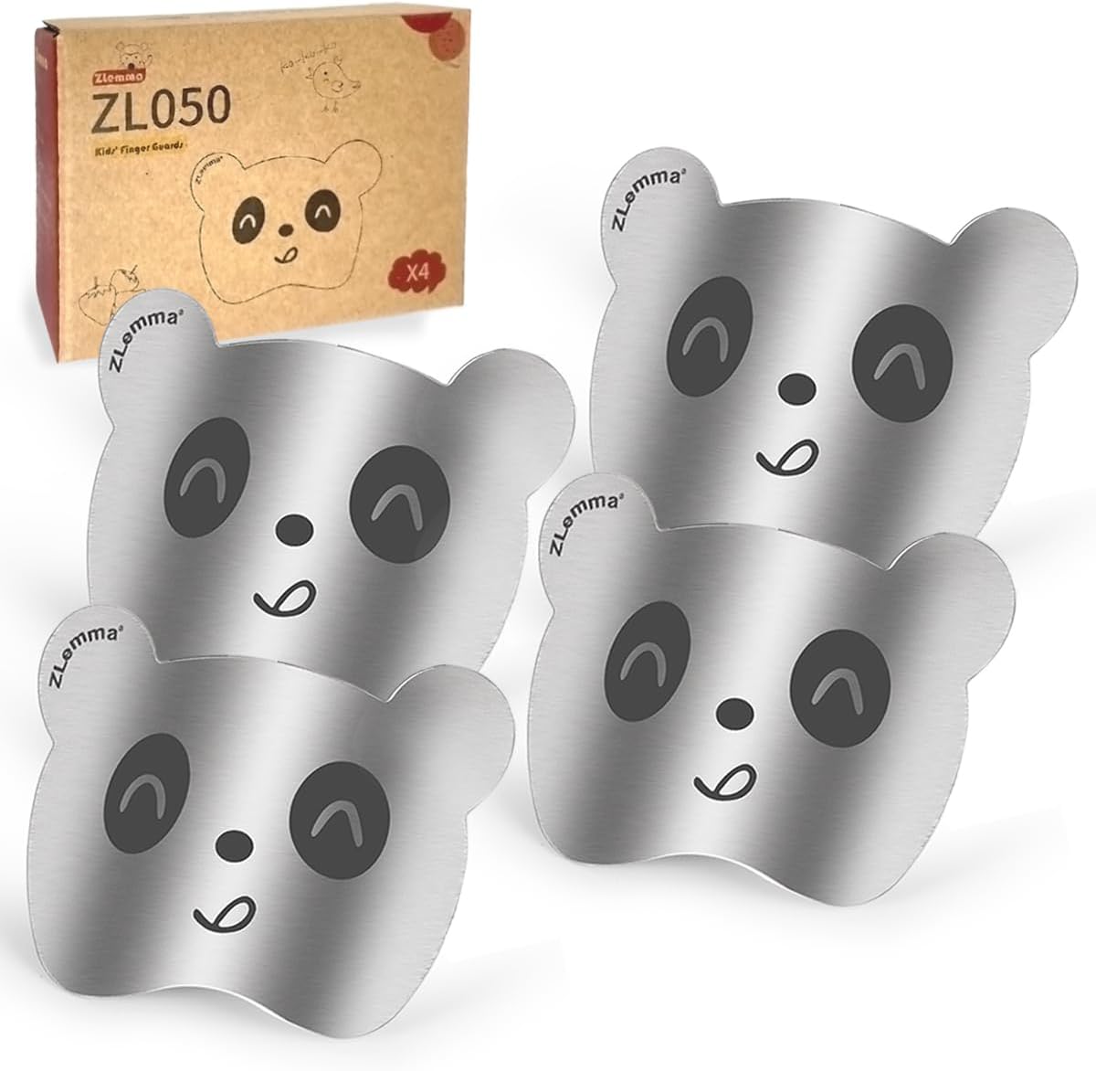 Panda Finger Guards Set with Gifts Box, 2 PCS Stainless Steel Cutting Protector for Children & Beginner