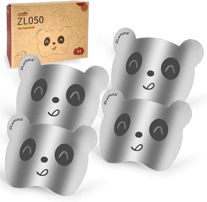 Panda Finger Guards Set with Gifts Box, 2 PCS Stainless Steel Cutting Protector for Children & Beginner