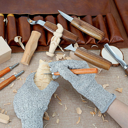 Wood Carving Kit, 20Pcs Wood Carving Tools with Leather Storage Bag, Whittling Kit with 3Pcs Chisels & 8Pcs Whittling Knives & 5 Detail Knives for Beginners and Enthusiasts