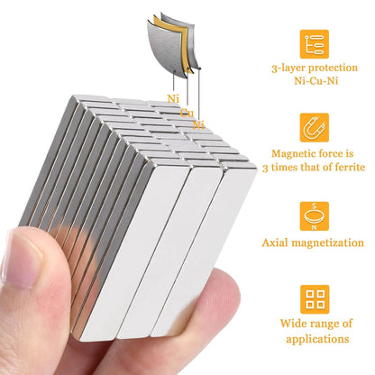 MIN CI 30X10X3mm Rare Earth Magnets Strip, Pack of 26