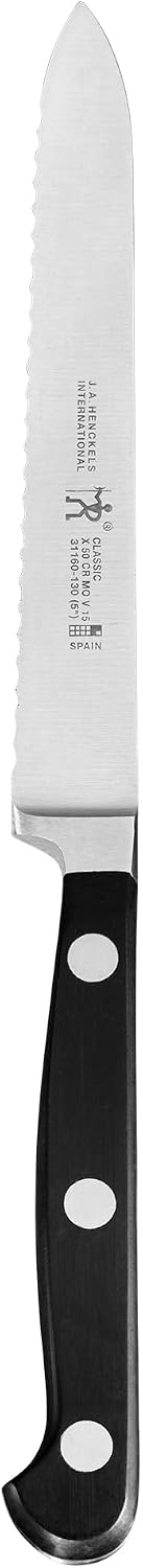 Classic Razor-Sharp 5-inch Serrated Utility Knife, Tomato Knife, German Engineered Informed by 100+ Years of Mastery