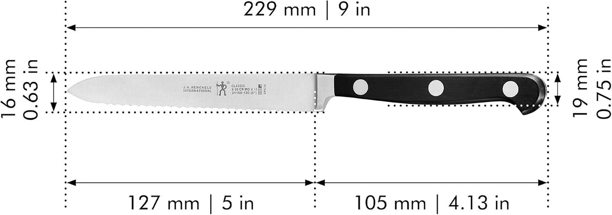 Classic Razor-Sharp 5-inch Serrated Utility Knife, Tomato Knife, German Engineered Informed by 100+ Years of Mastery