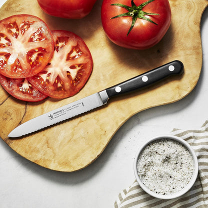 Classic Razor-Sharp 5-inch Serrated Utility Knife, Tomato Knife, German Engineered Informed by 100+ Years of Mastery
