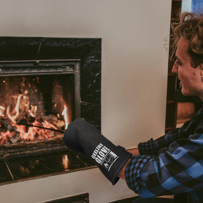Welding Gloves - Heat Resistant Leather and Fireproof Stitching for Fireplace Fire Pit Wood Stove BBQ Gardening Gear
