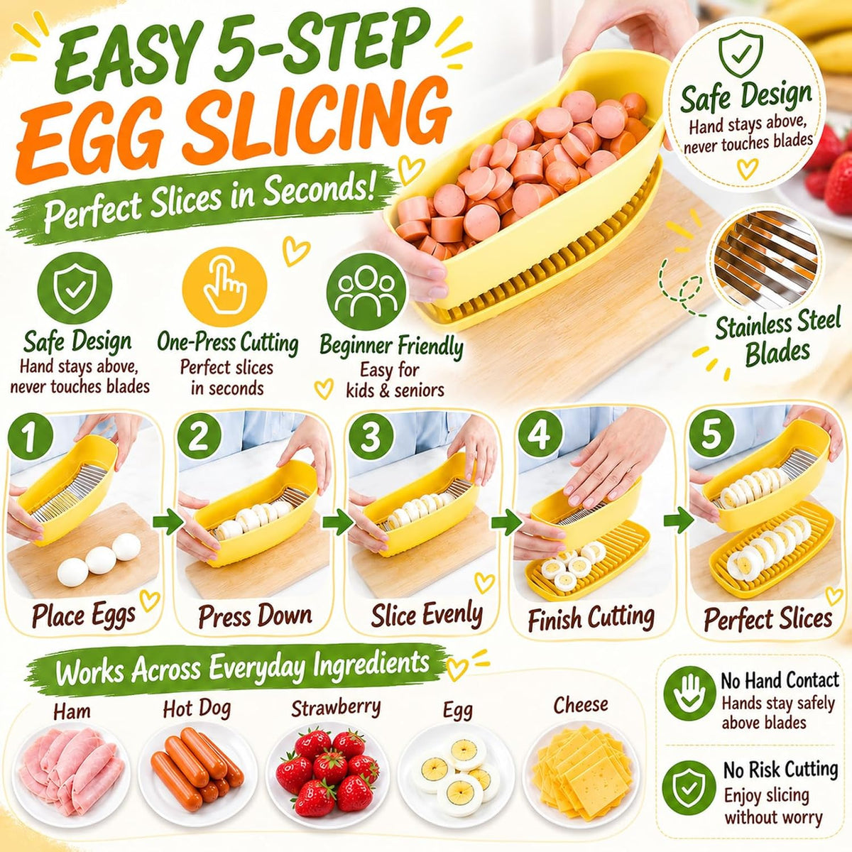 Extra Large Banana Slicer with 304 Stainless Steel Blade,Spam Slicer
