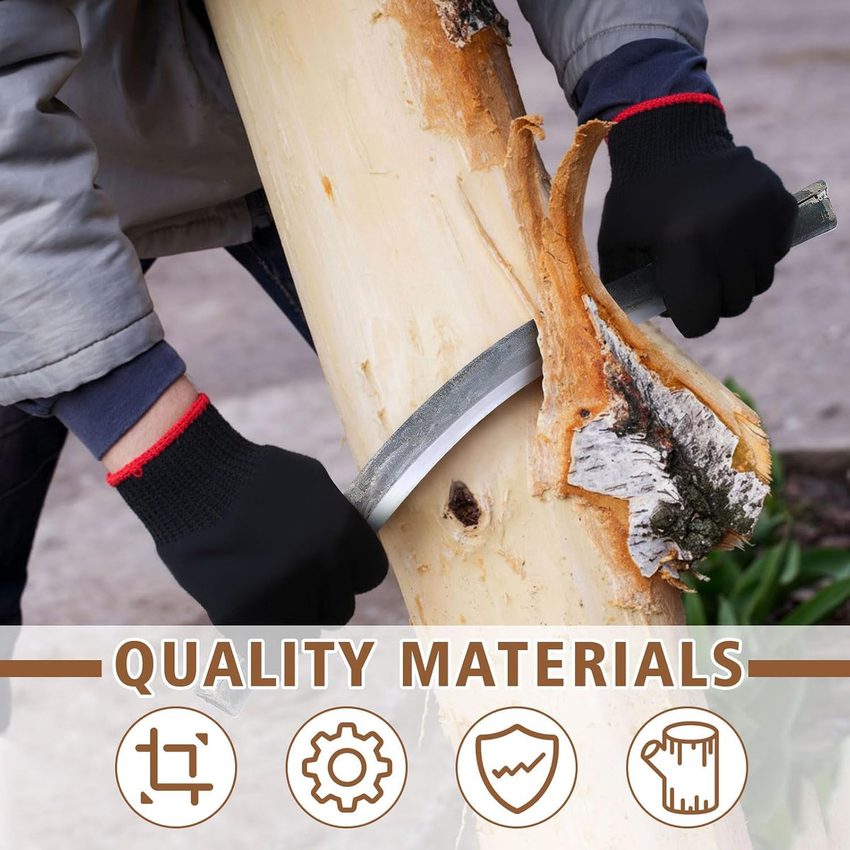 10" Tree Draw Knife Sets with Gloves, Full-tang Wood Scraper Debarking Tool,Spoke Shave & Wood Shaving Tool for Carving Woodworking Bark Peeling Shaver